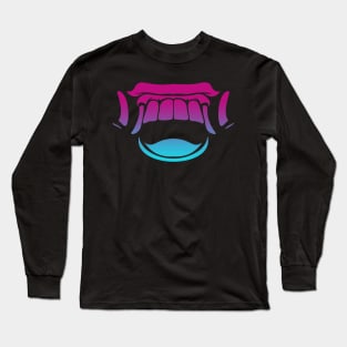 Bali Demon Mask Fangs Vaporwave Long Sleeve T-Shirt